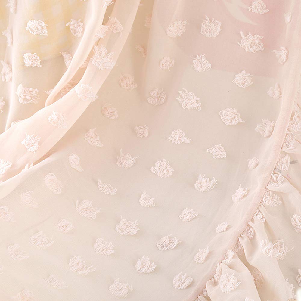 Wonder Space Elegant Kids Bed Canopy - Lace Chiffon Netting with Pom Pom, Princess Girls Fairy Dream Tent, Nursery Room Baby Crib Hanging Curtain Mosquito Net Children Reading Nook Decoration (Beige) - Image 5