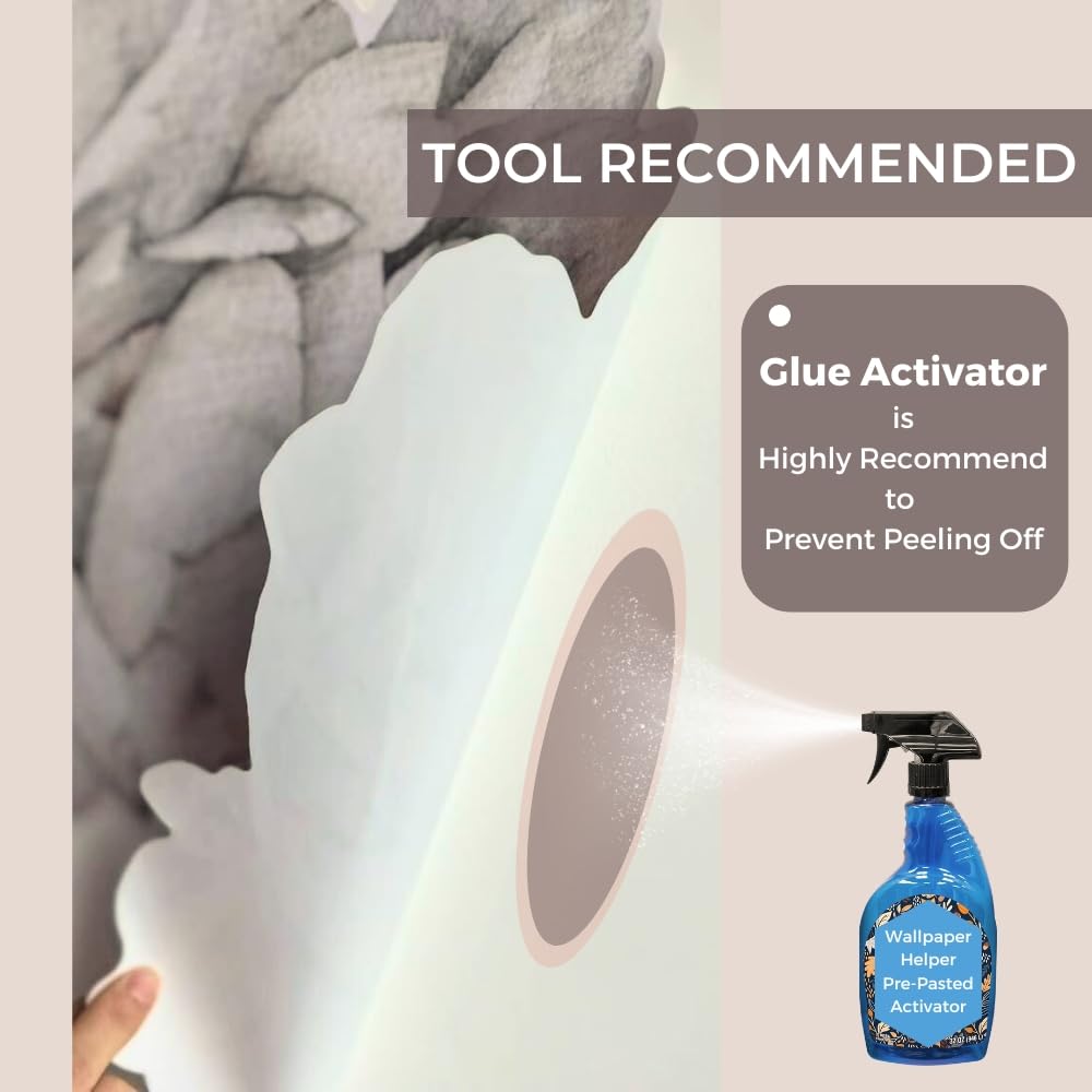 Wonder Space Jumbo Peony Watercolor Wall Decals - Large Size Peonies Flowers Leaves Room Wall Stickers - Scandinavian Design - Beige/White - Matte Opaque Version - Image 3