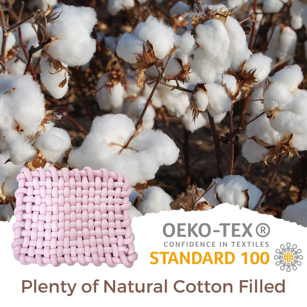 Wonder Space Knotted Braided Plush Mat, Baby Infant Newborn Tummy Time Playing Nursery Rug Knot Floor Cushion, Handmade Pure Soft Fabric, Fashion Cute Toddler Children Room Decor, Pink - Image 5