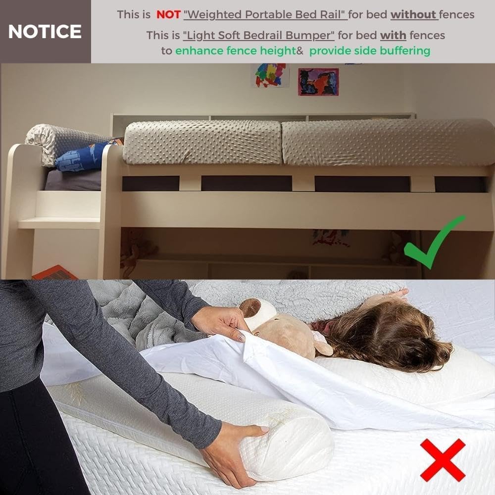Wonder Space Toddlers' Bed Rail Bumpers Protecter - Children's Bed Guardrail Padding - Anti-Collision | Increased Height | Fall Prevention - Easy Installation Enhanced Safety Mostly Fit (Grey, 2.3ft) - Image 3