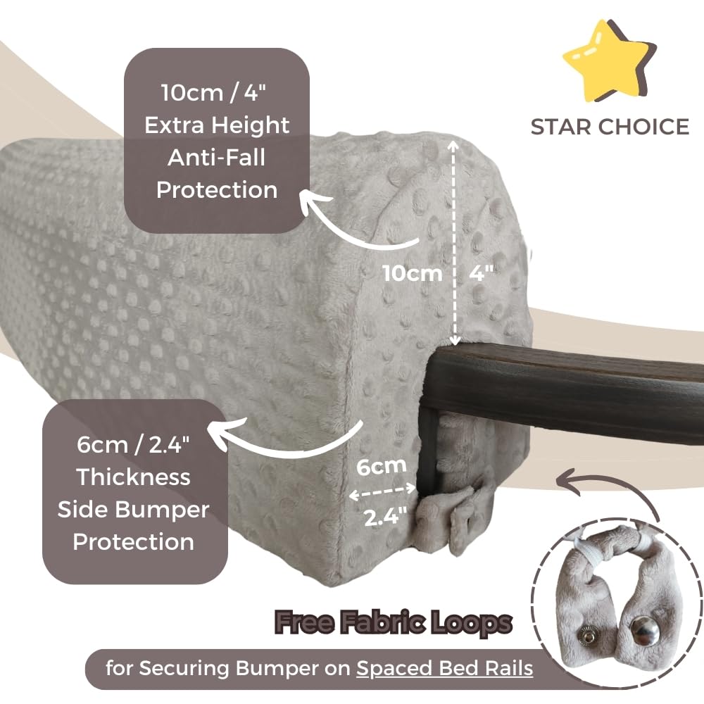 Wonder Space Toddlers' Bed Rail Bumpers Protecter - Children's Bed Guardrail Padding - Anti-Collision | Increased Height | Fall Prevention - Easy Installation Enhanced Safety Mostly Fit (Grey, 2.3ft) - Image 4