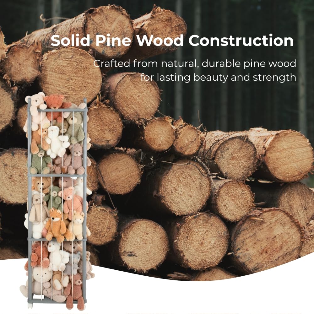 Wonder Space Wooden Stuffed Animal Storage Rack with Wheels, 54" Tall Toy Organizer for Kids Room, Safe & Eco-Friendly Plush Holder Shelf for Toddlers & Babies - Image 6